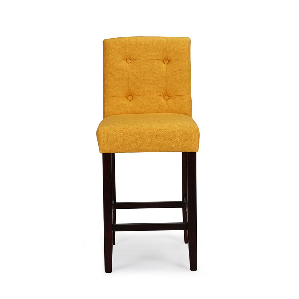 FurnitureR Kiki Yellow Fabric Tufted 26.4 in. Upholstered Counter Stool