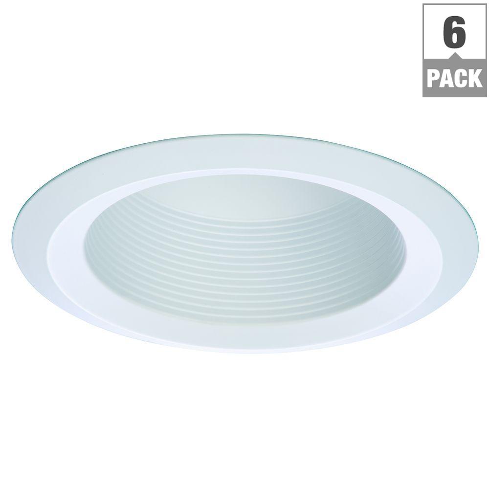 Halo E26 Series 6 in. White Recessed Lighting Full Cone Baffle with Self Flanged White Trim Ring (6-Pack)