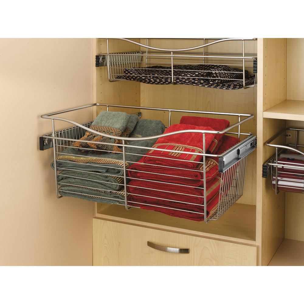 Rev A Shelf 18 In X 11 Satin Nickel Closet Pull Out Basket