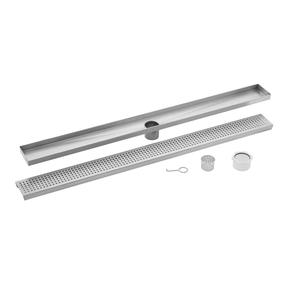 Cahaba 48 In Stainless Steel Square Grate Linear Shower Drain