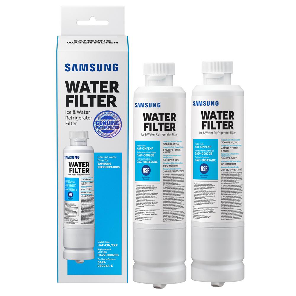 Samsung Genuine Haf Cin Exp Water Filters For Samsung Refrigerators 2 Pack Haf Cin 2p The Home Depot