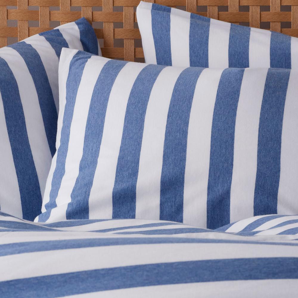 The Company Store Awning Stripe Space Dyed Blue Jersey Knit