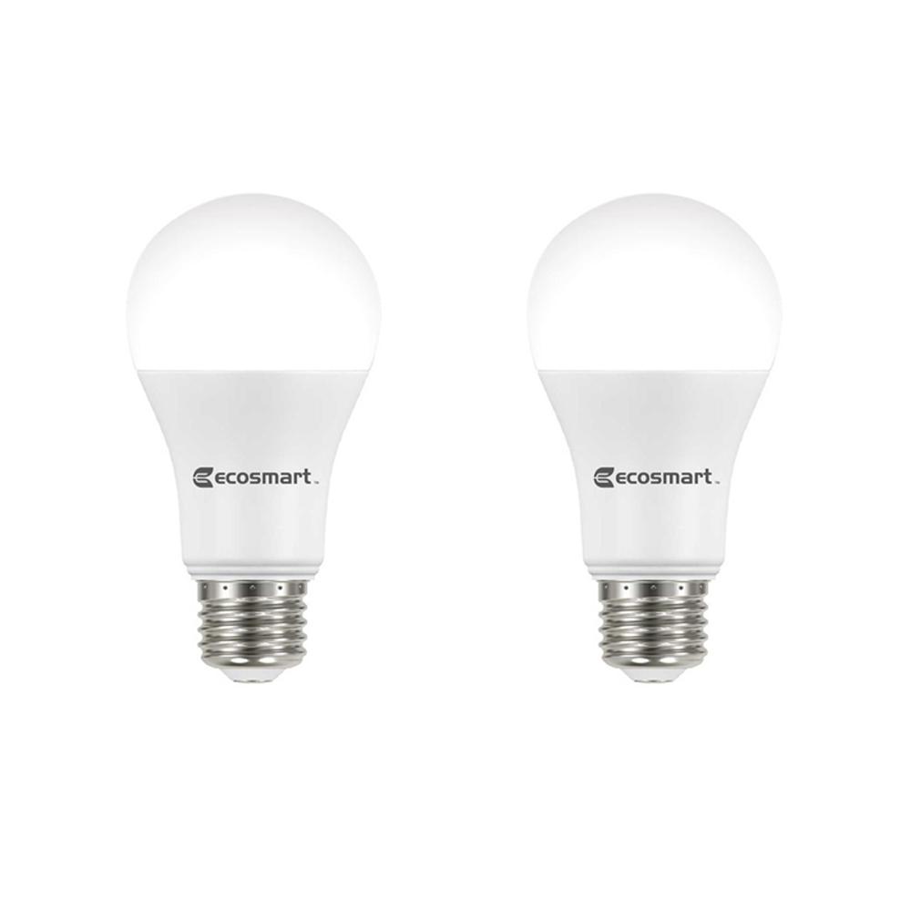 Ecosmart 100 Watt Equivalent A19 Non Dimmable Led Light Bulb 100 Watt Equivalent A19 Dimmable Energy Star Led Light Bulb Daylight 2 Pack
