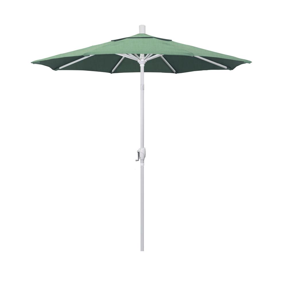 California Umbrella 7 5 Ft Matte White Aluminum Market Push Tilt