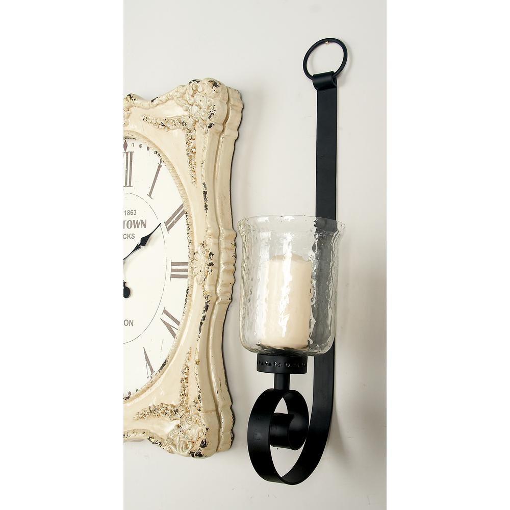 31 in. Wrought Iron Candle Sconce with Glass Hurricane ... 31 in. Wrought Iron Candle Sconce with Glass Hurricane ... on Iron Wall Sconces For Candles id=47426