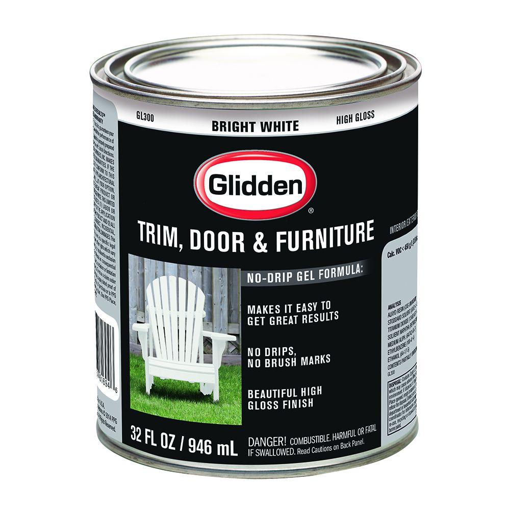 Glidden Trim And Door 1 Qt Bright White Gloss Interior Exterior Oil 2