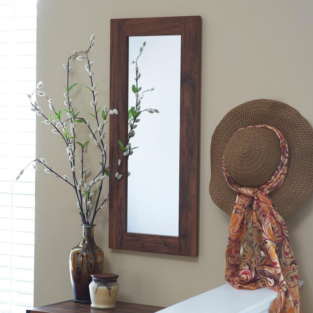 Household Essentials Small Rectangle Brown Mirror (12.60 in. H x 29.50