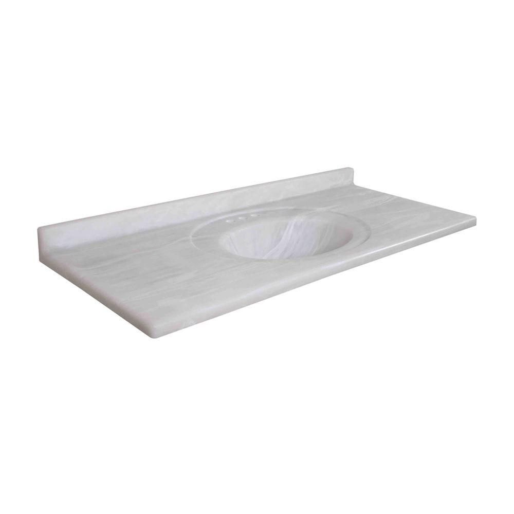 Glacier Bay Pacific 49 In Cultured Marble Vanity Top In White