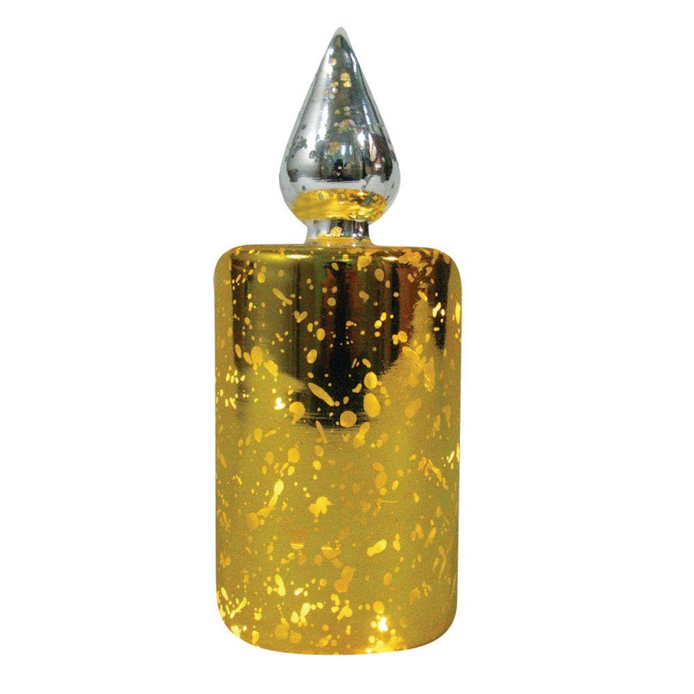 7 in. Mercury Glass LED Color Changing Glass Candle in Gold4590012