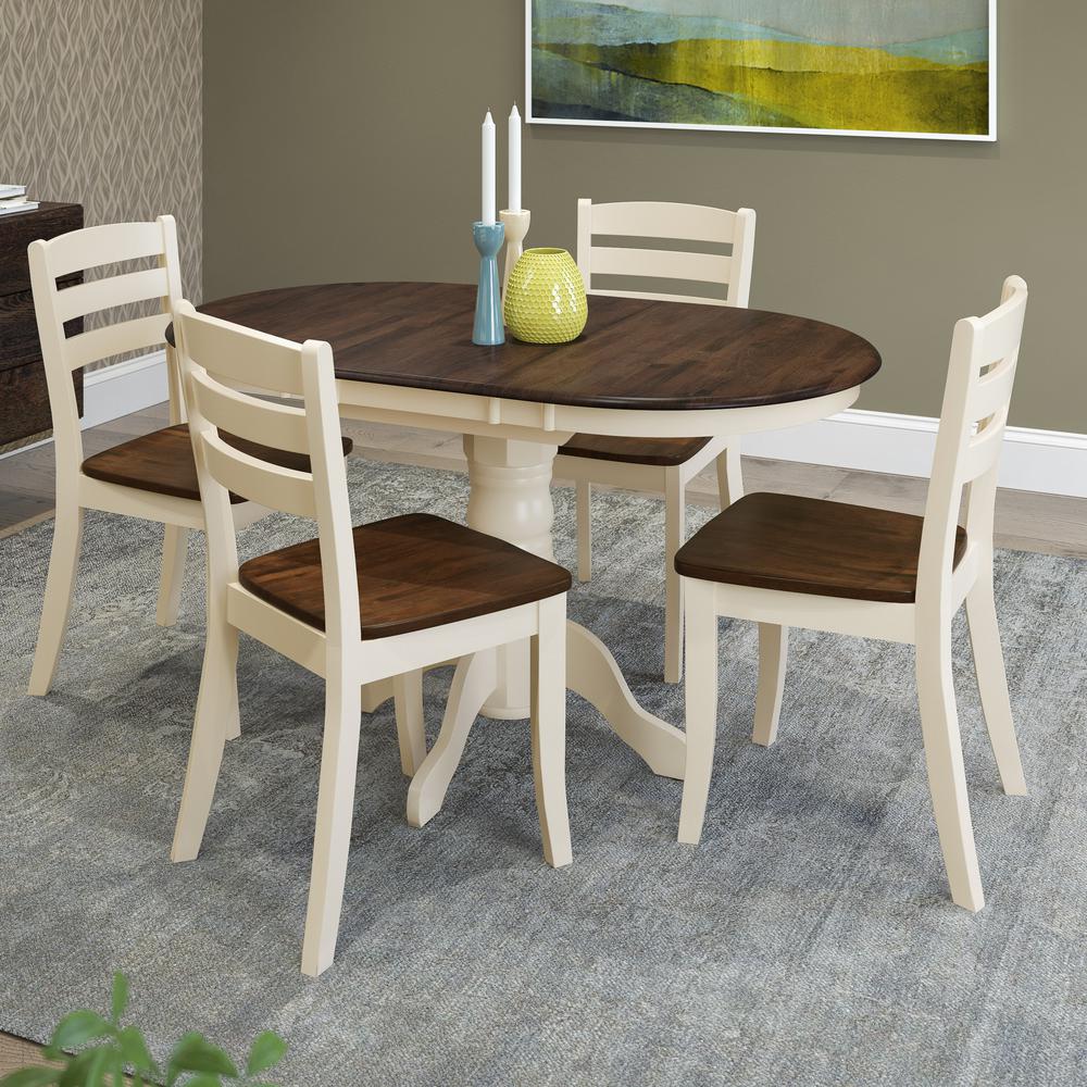 Corliving Dillon 5 Piece Extendable Dark Brown And Cream Solid Wood Corliving Dillon 5 Piece Extendable Dark Brown And Cream Solid Wood Dining Set