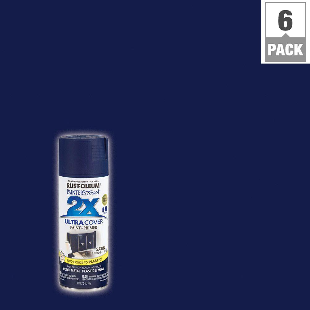 Blues Paint Primer In One Spray The Home Depot Midnight Blue Satin General Purpose Spray Paint 6 Pack