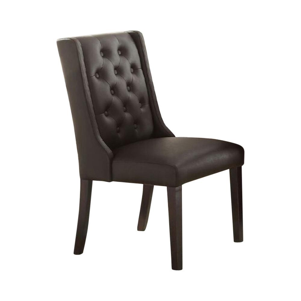 Benzara Dark Brown Button Tufted Royal Dining Chair Set Of 2 Bm171525 The Home Depot