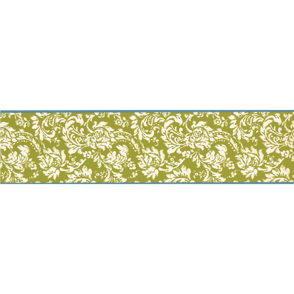 York Wallcoverings Modern White Floral Pattern Mustard Yellow Damask
