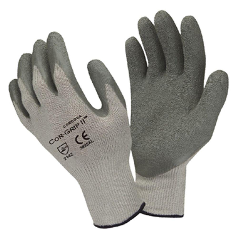 Cordova COR-GRIP Large Work Glove Gray Crinkle Latex Palm Gray Blended ...