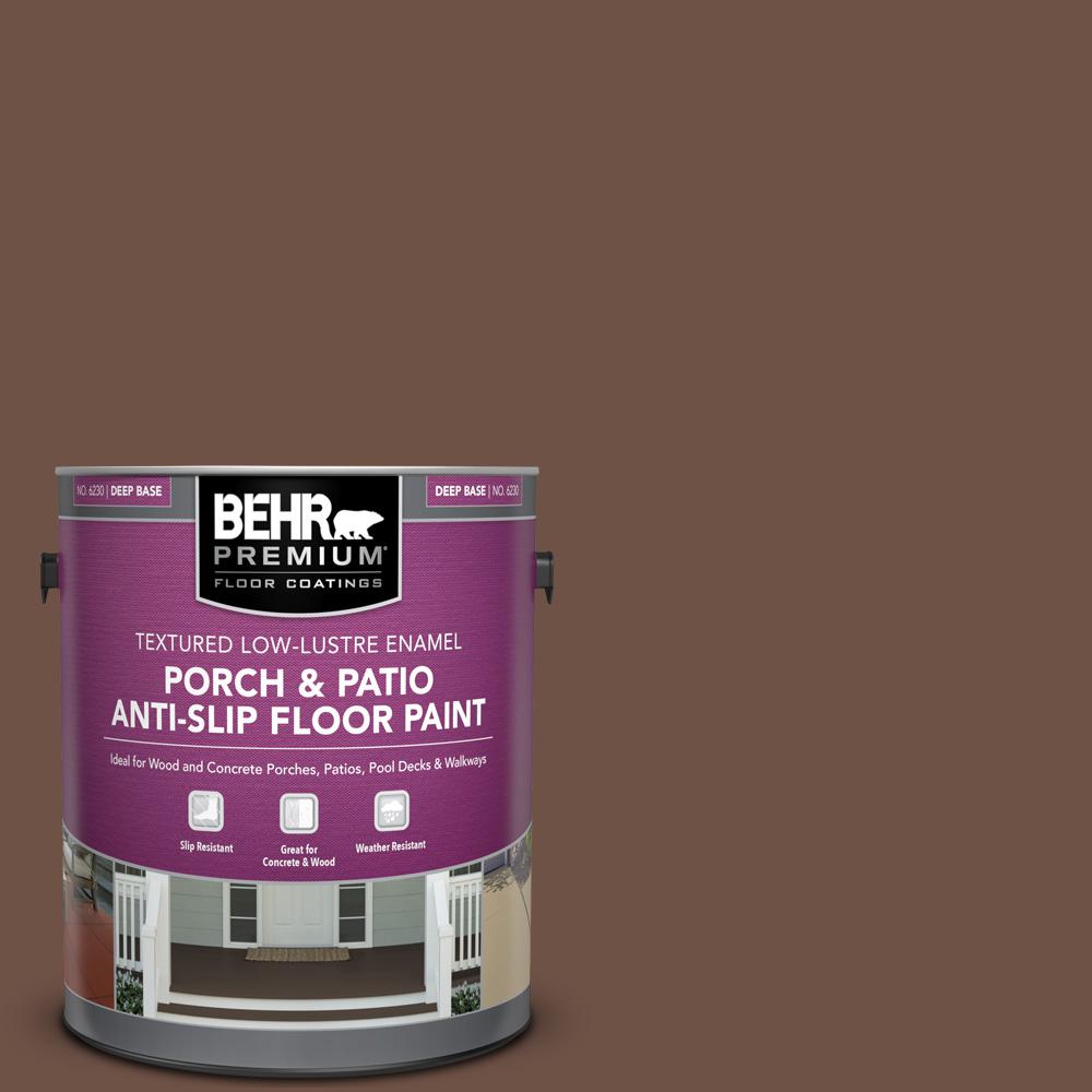 Behr Premium 1 Gal Pmd 108 Double Chocolate Textured Low Lustre Enamel Interior Exterior Porch And Patio Anti Slip Floor Paint 623001 The Home Depot