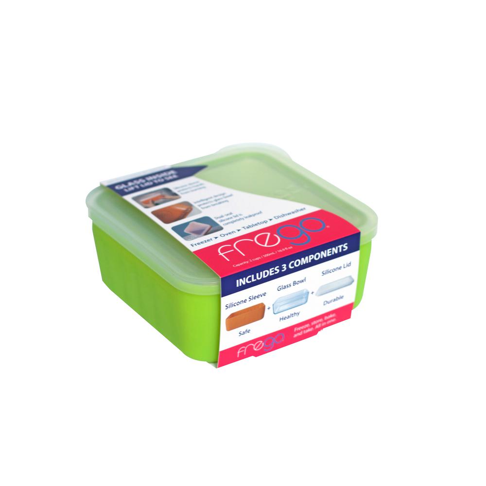 Frego 2 Cup Glass Food Storage Container With Lid Fre2cgreen The 2 Cup Glass Food Storage Container With Lid