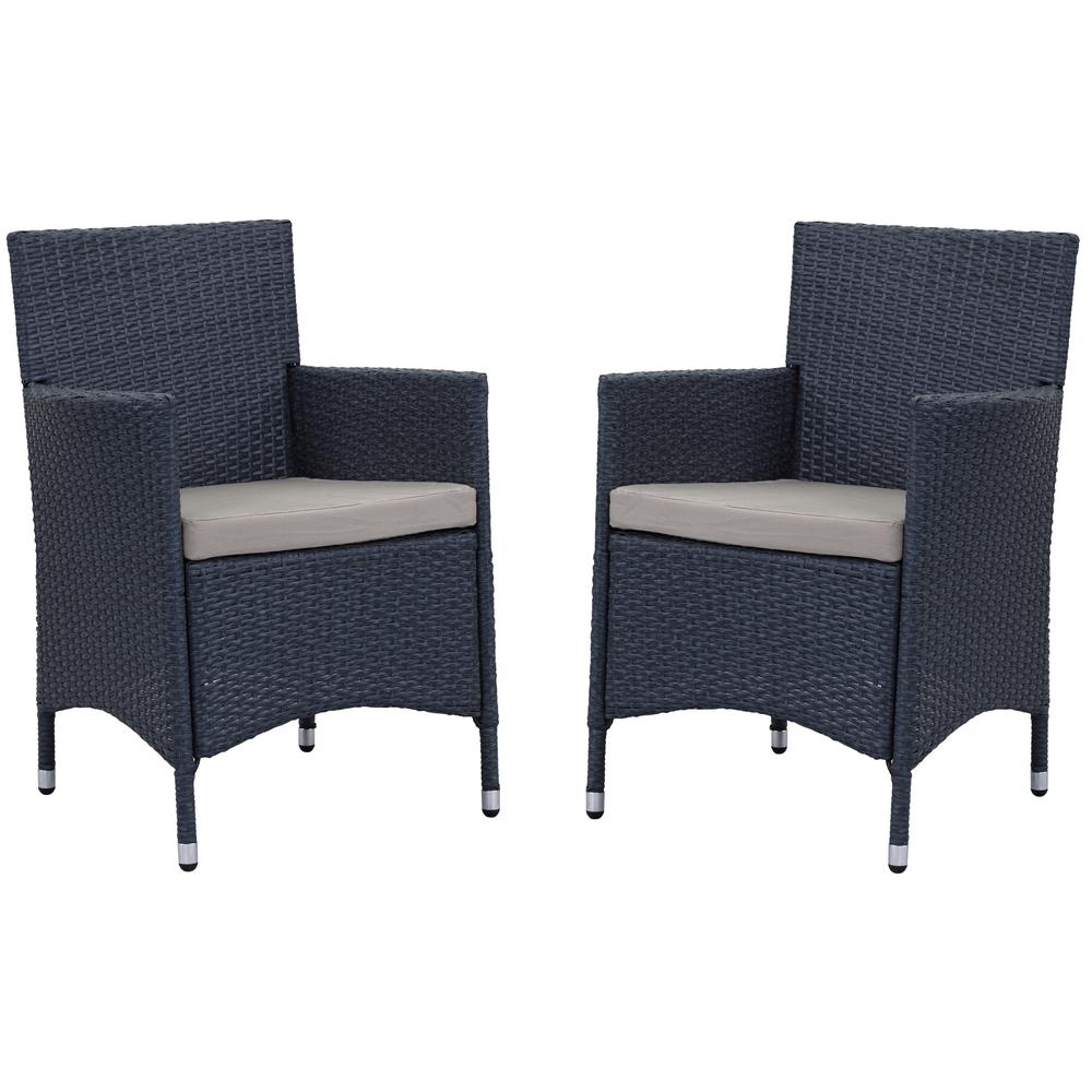 Safavieh Kendrick Titanium Wicker Outdoor Dining Chair with Sand