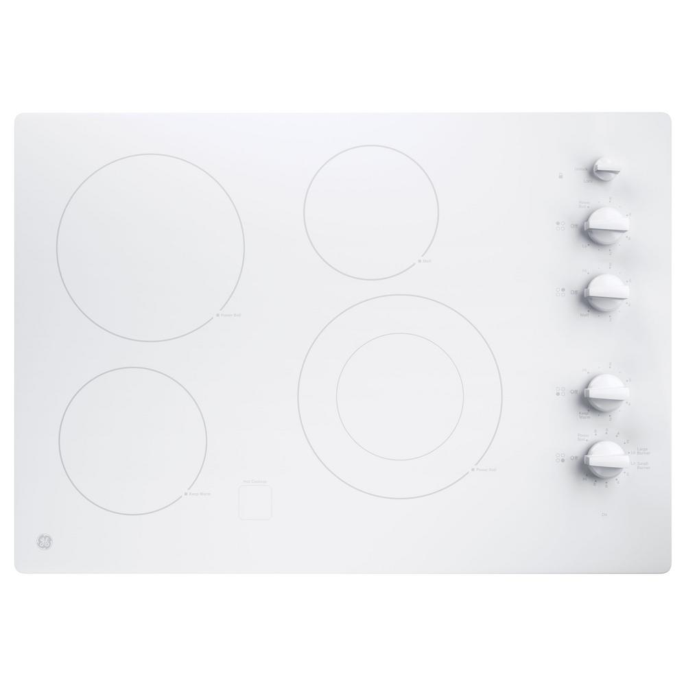 Ge 30 In Radiant Electric Cooktop In White With 4 Elements