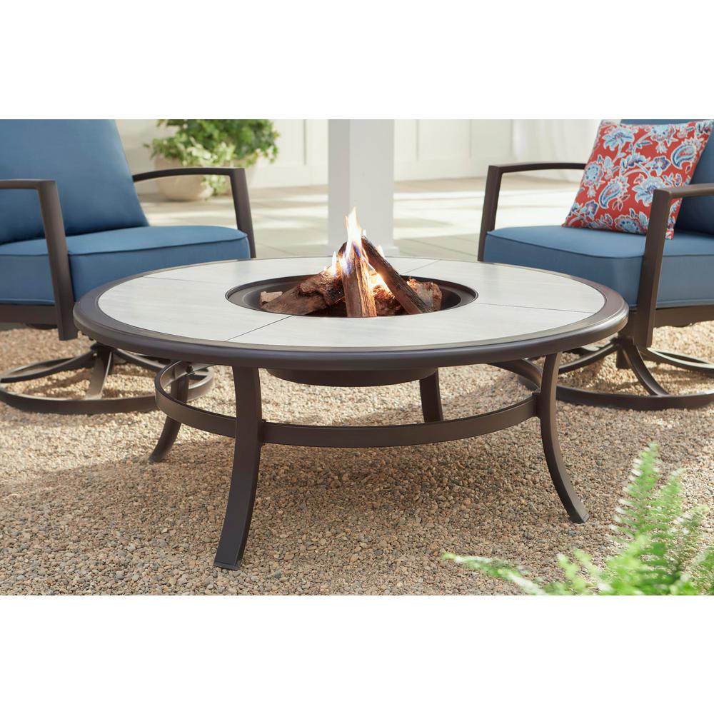 Hampton Bay Whitfield 48 in. Round Galvanized Steel Wood Burning 