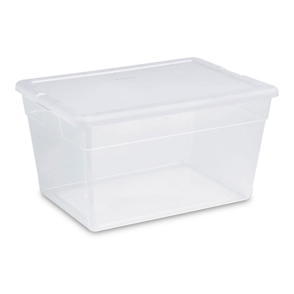 Sterilite Lidded 56 Qt. Clear Bin Home Storage Box Tote Container ...