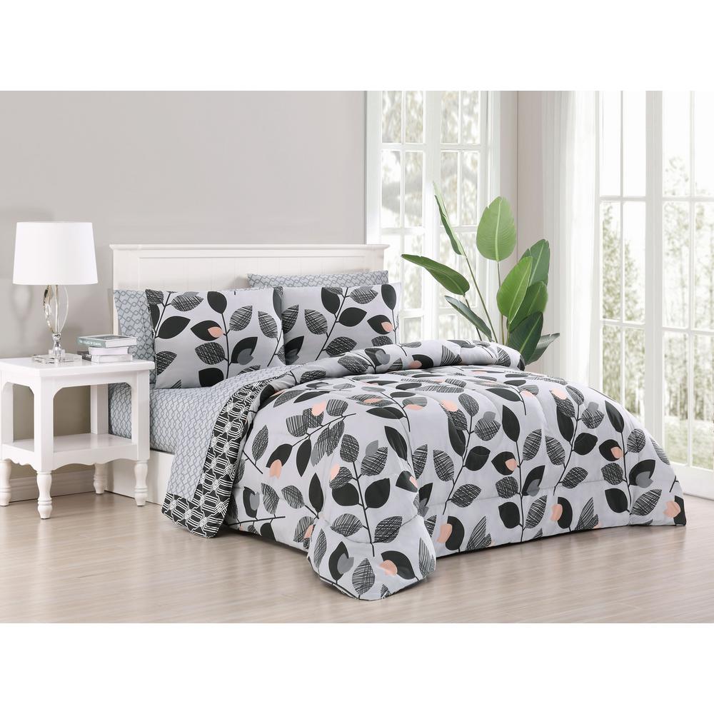 Kenna 5 Piece Grey Black Twin Bed In A Bag Set Kenna 5 Piece Grey Black Twin Bed In A Bag Set