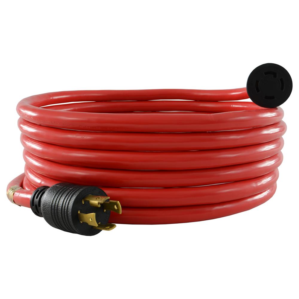 30A 125V Generator Power 3750 Watts Extension Cord Champion Power Equipment 48034 25 ft yellow L5-30P to Three 5-15R