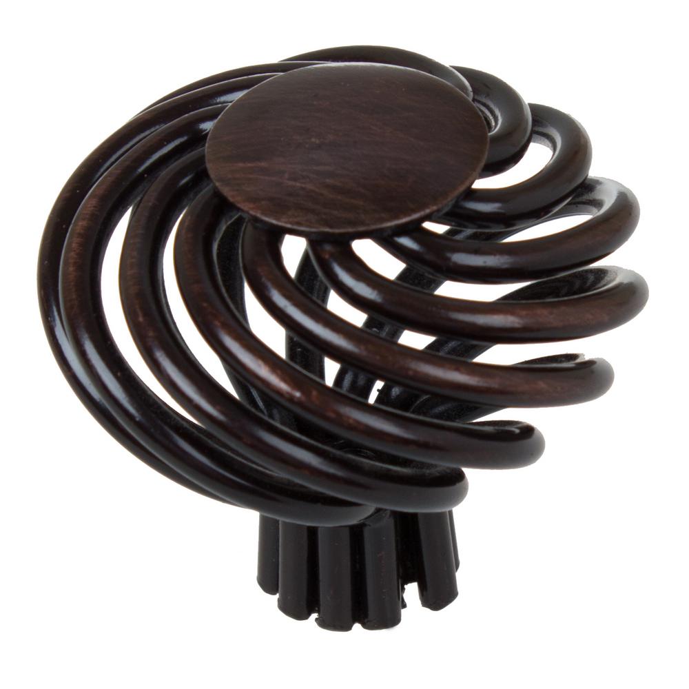 GlideRite 1-1/2 inch Dia Oil Rubbed Bronze Round Birdcage Cabinet Knob (10-Pack) by GlideRite