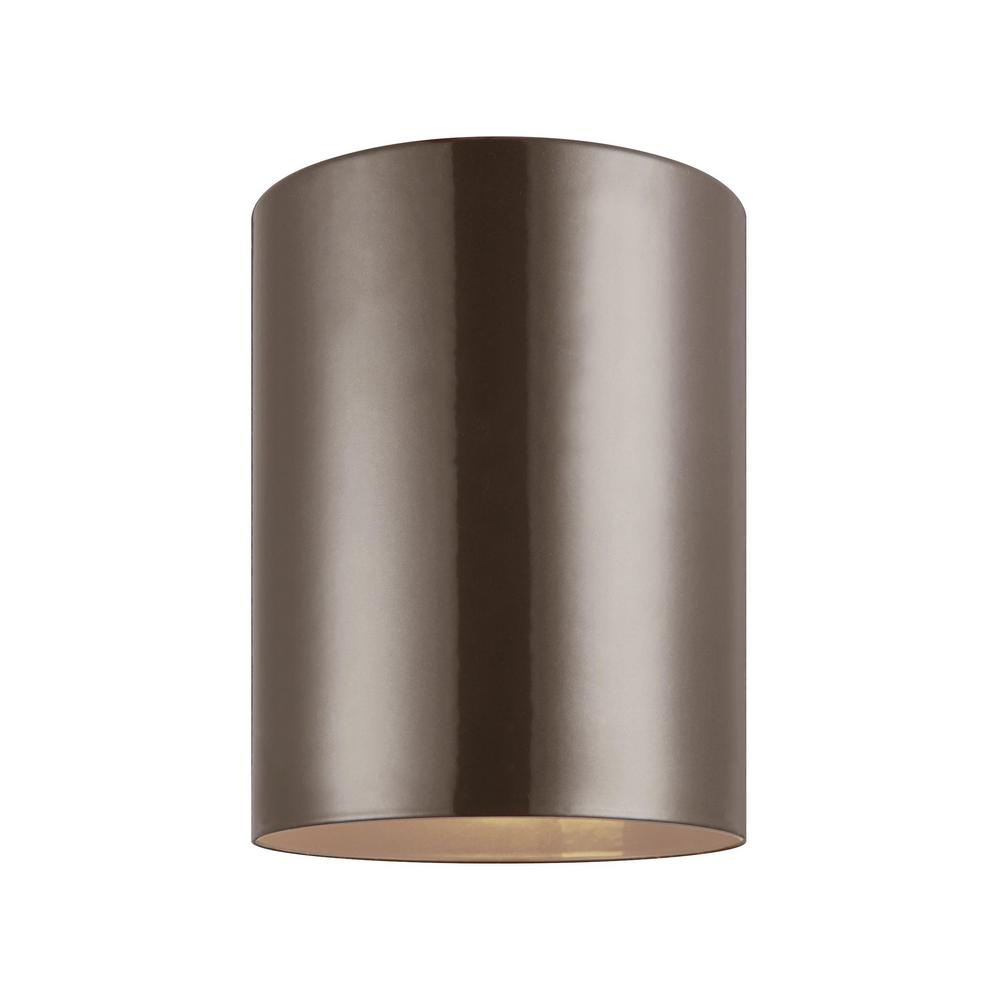 Outdoor Flush Mount Lights Ceiling Lighting The Home Depot Outdoor Cylinders 6 625 In Bronze Integrated Led Ceiling Flushmount