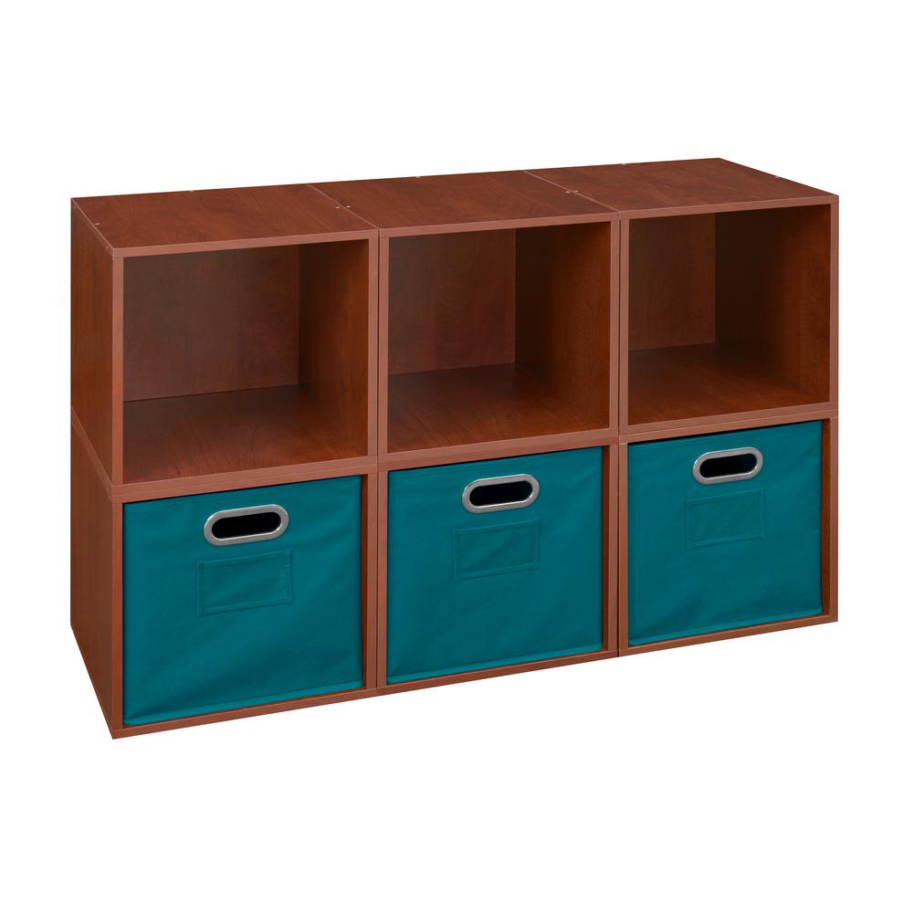 Niche Cubo 26 in. H x 39 in. W Cherry/Teal 6Cube and 3Bin Organizer