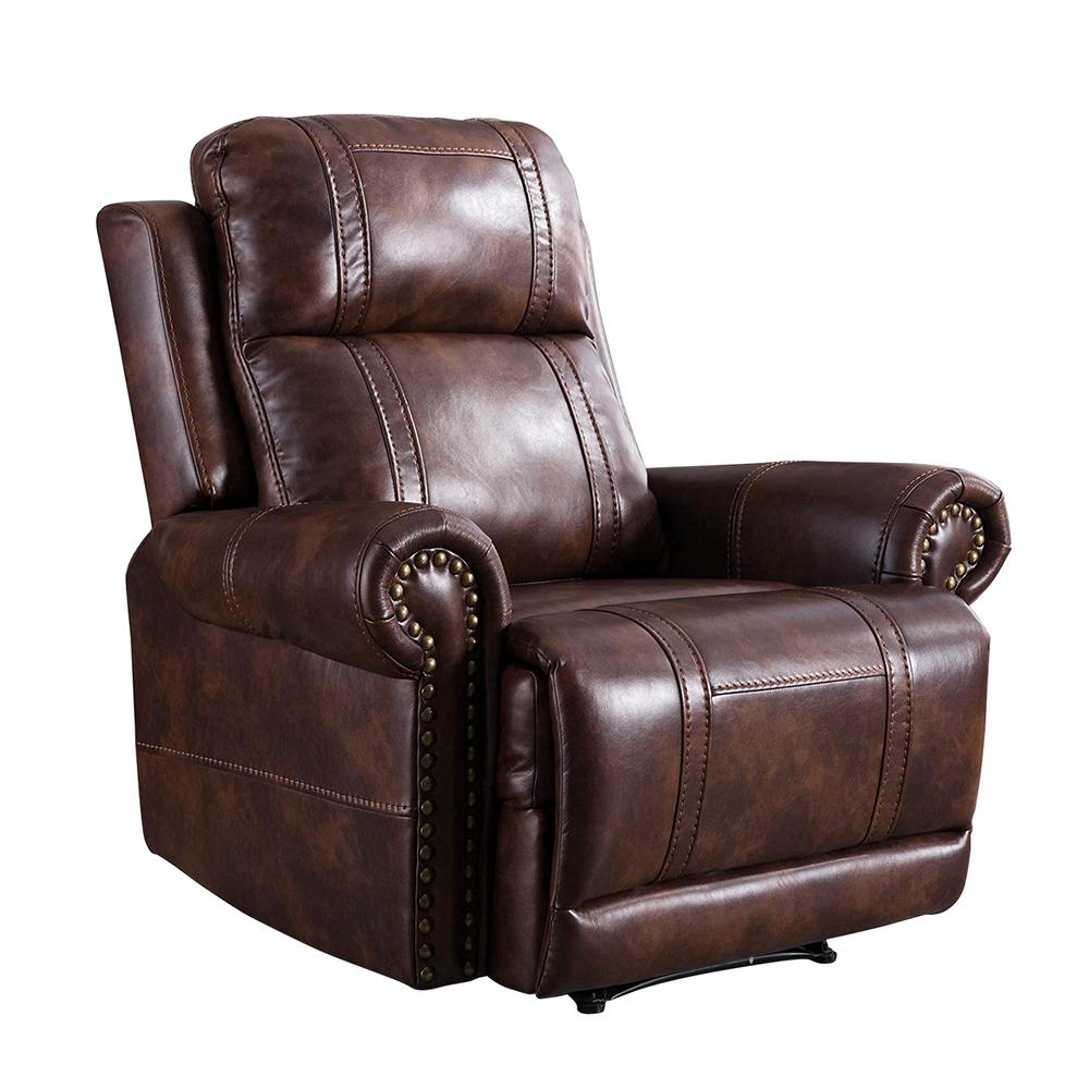 Boyel Living Mocha Overstuffed Power Recliner Chair with Air Suede