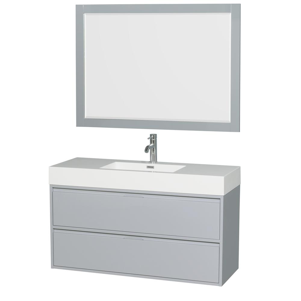 Wyndham Collection Daniella 47.3 in. W x 18 in. D Vanity in Dove Gray with Acrylic Vanity Top in Wyndham Collection Daniella 47.3 in. W x 18 in. D Vanity in Dove Gray with Acrylic Vanity Top in