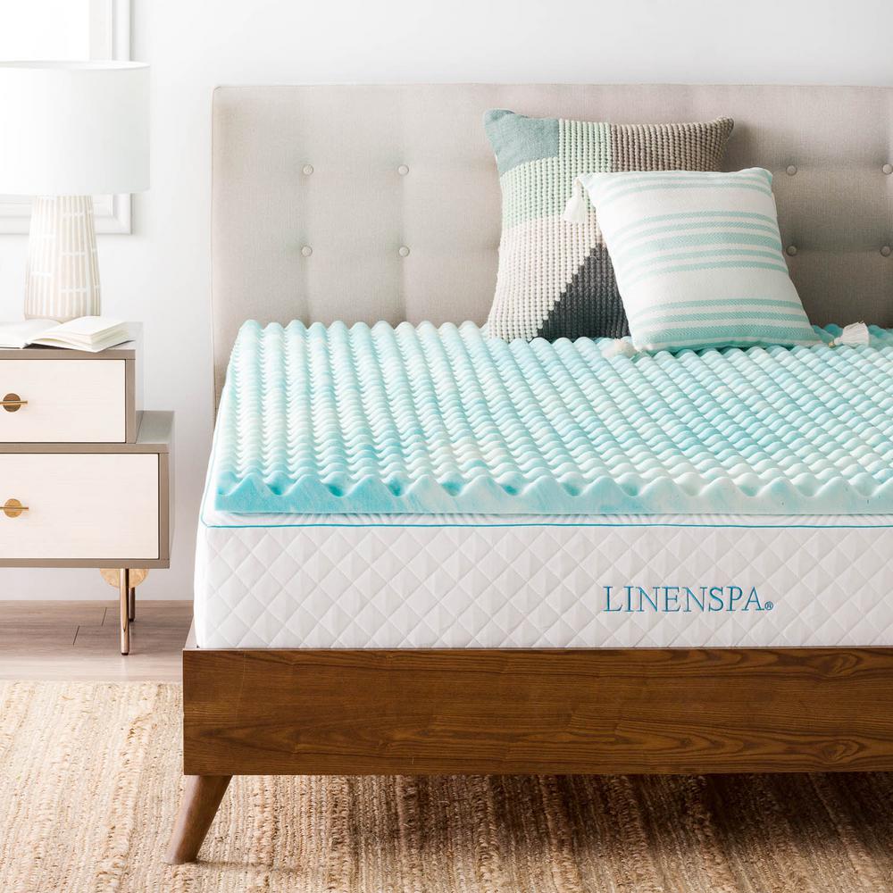 Linenspa 2 in. Twin XL Convoluted Gel Swirl Memory Foam ...