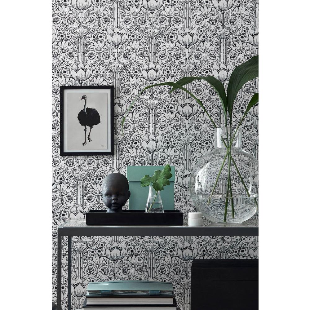 Brewster White Garden Damask Wallpaper-WV6086 - The Home Depot