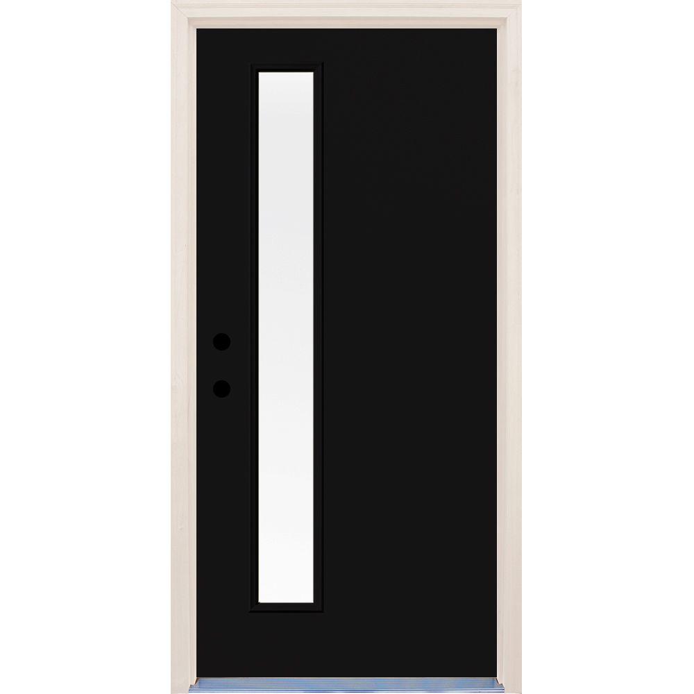 Black Doors With Glass Fiberglass The Home Depot Inkwell Right Hand 1 Lite Clear Glass Painted