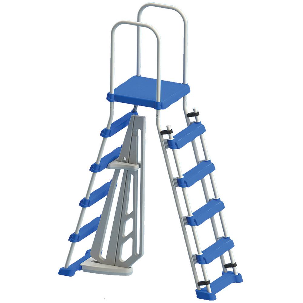 A-Frame Ladder with Safety Barrier Pool By Swimline Corrosion Resistant ...