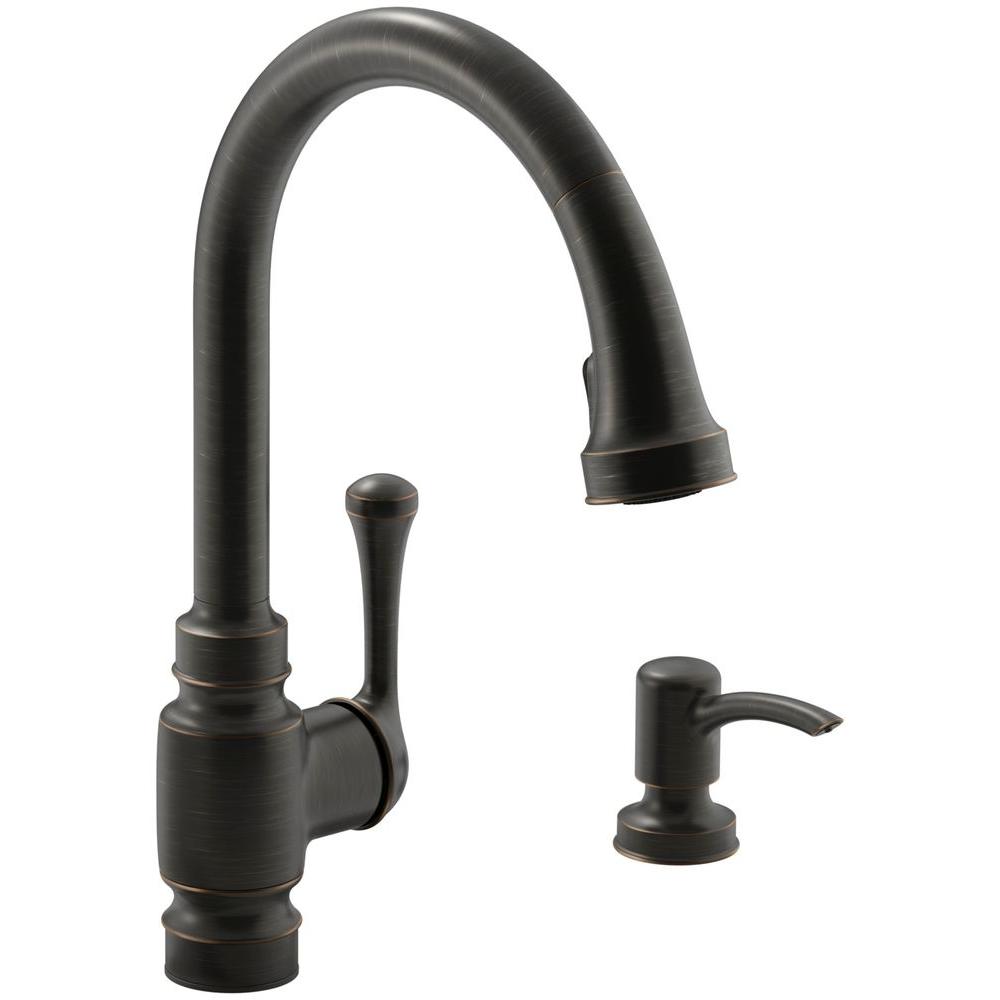 KOHLER Carmichael Single Handle Pull Down Sprayer Kitchen Faucet