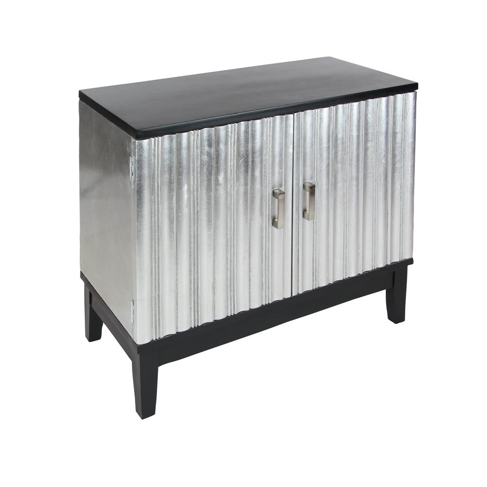 Litton Lane Silver And Black 2 Door Cabinet 22641 The Home Depot Litton Lane Silver And Black 2 Door Cabinet