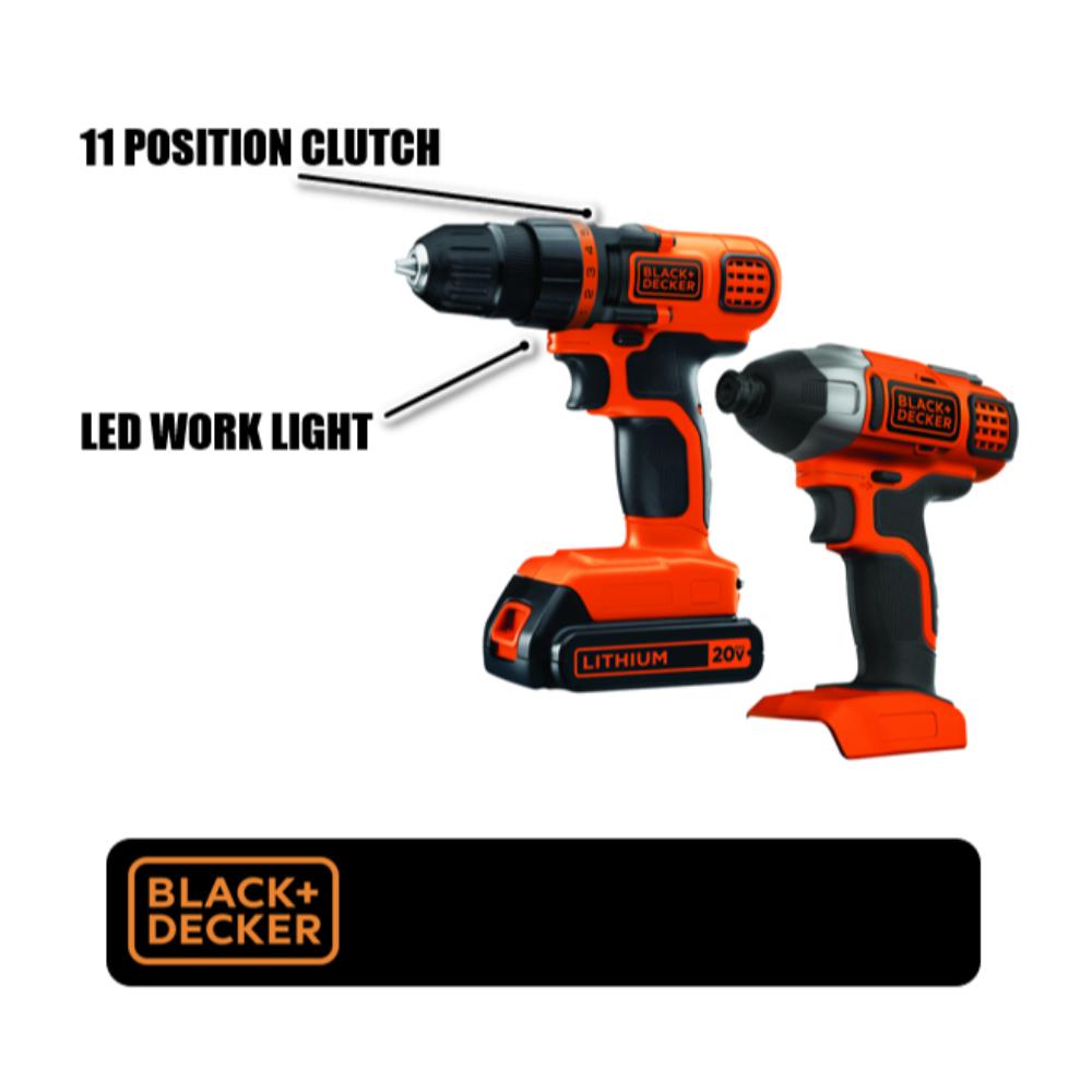 Black  Decker LDX120PK 20-Volt MAX Lithium-Ion Drill and Project Kit w  BD - 1
