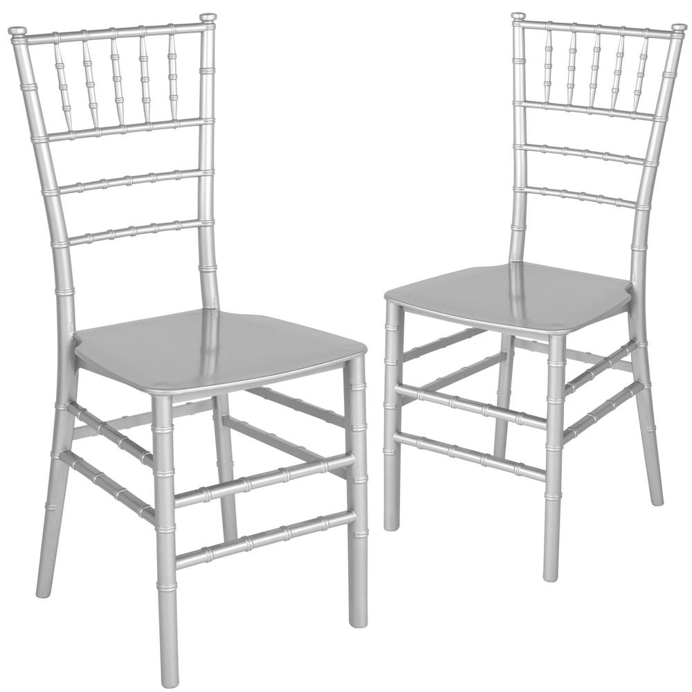 Carnegy Avenue Silver Flat Seat Resin Chiavari Chairs Set Of 2 Cga Le 249671 Si Hd The Home Depot