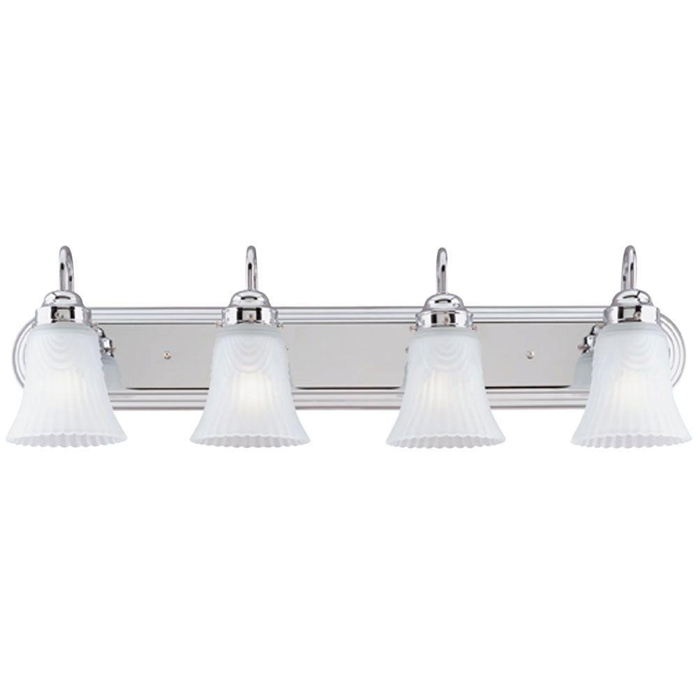 Westinghouse 4 Light Chrome Interior Wall Fixture With Frosted Westinghouse 4 Light Chrome Interior Wall Fixture With Frosted Pleated Glass