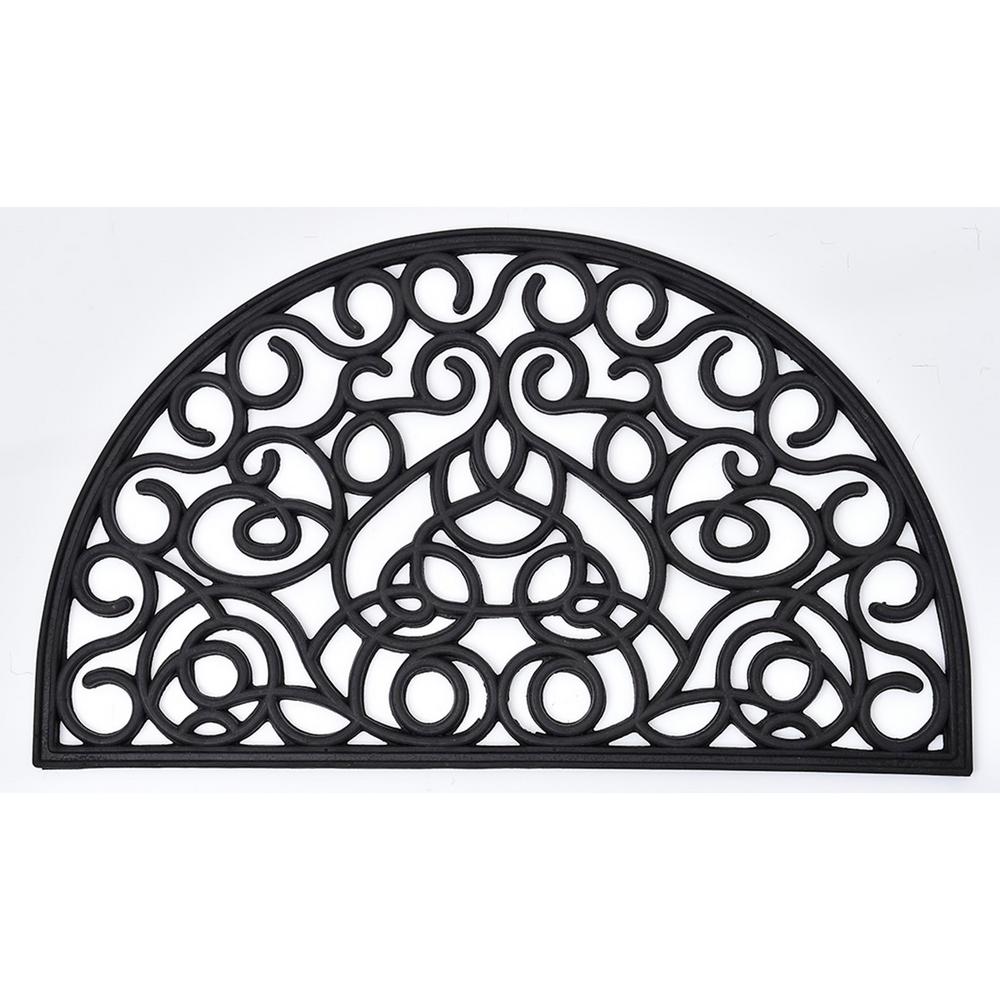 Evideco 30 In X 18 In Black Outdoor Half Round Front Door Mat