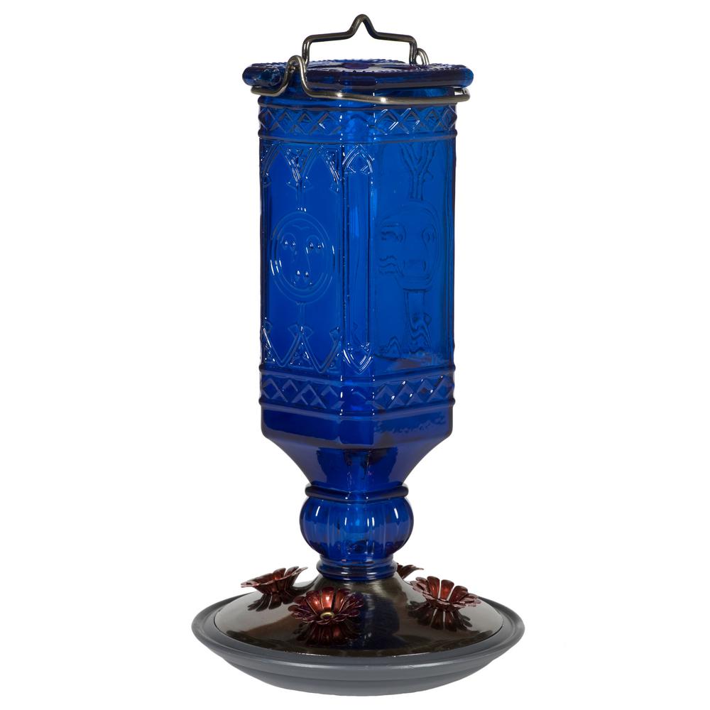 Perky Pet Blue Antique Square Decorative Glass Hummingbird Feeder