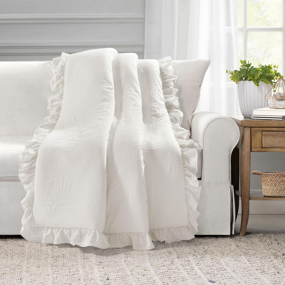 Triangle Home Fashions Reyna White Single Throw Blanket 50 In X