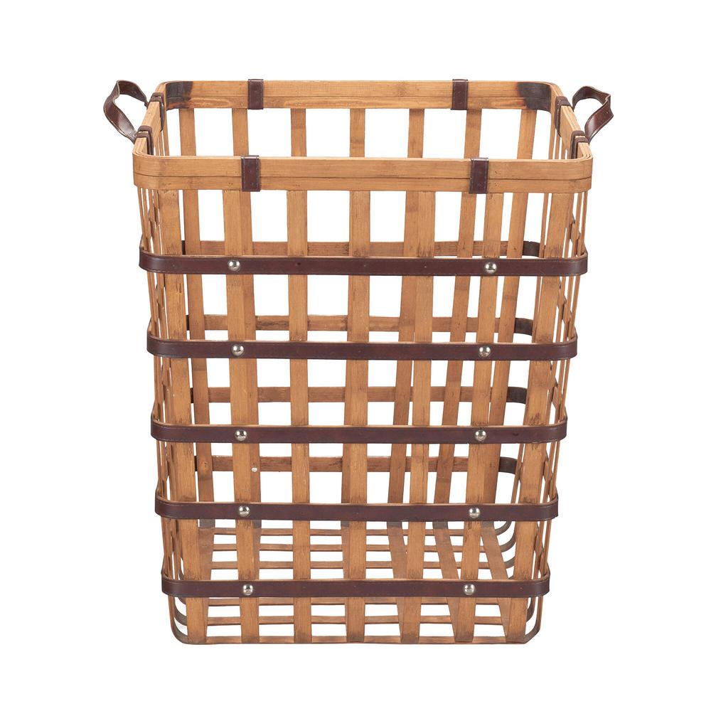 21 Natural Brown Finish Benzara Antique Colonial Designer Wicker Metal Basket Set of 4 19 16 and 14 L