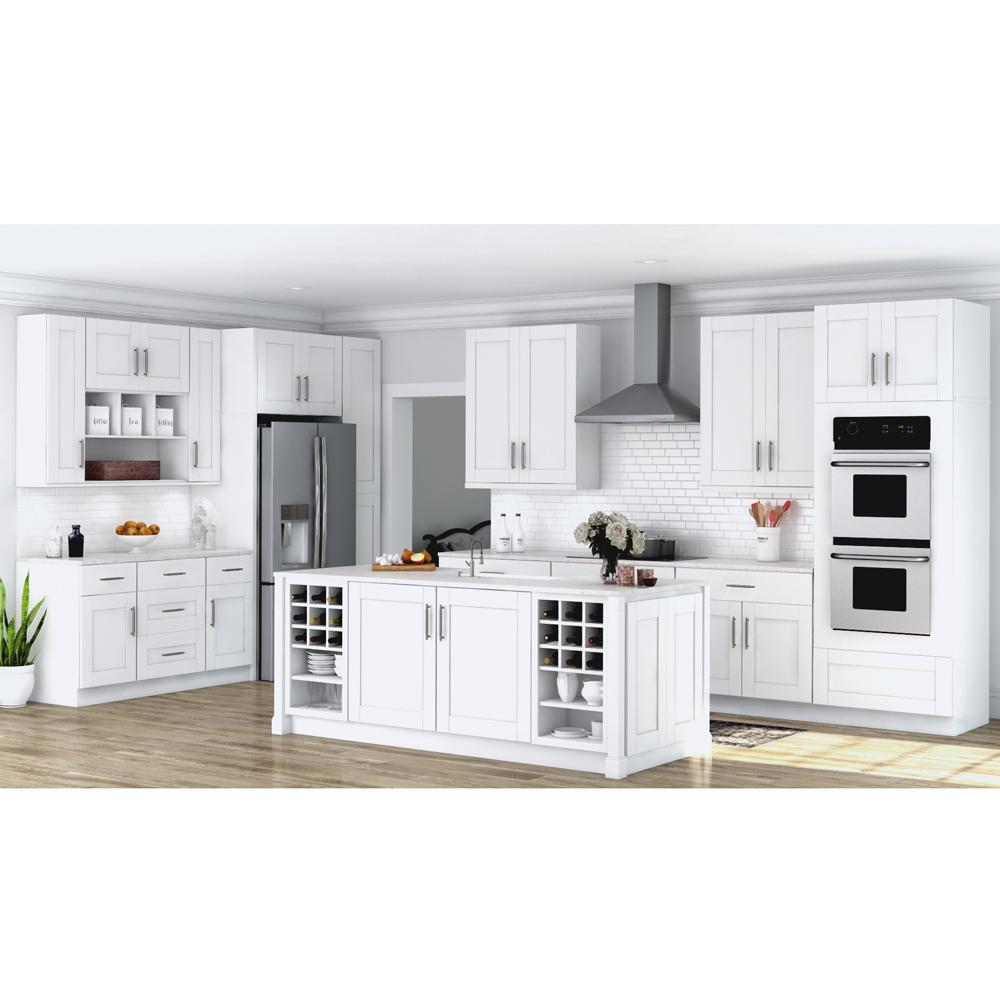 Hampton Bay Shaker Assembled 12x34 5x24 In Base Kitchen Cabinet With Ball Bearing Drawer Glides In Satin White Kb12 Ssw The Home Depot