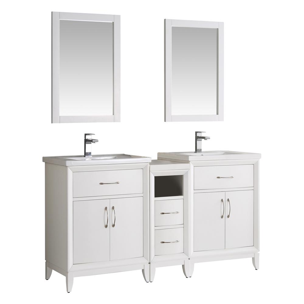 Fresca Cambridge 60 in. Vanity in White with Porcelain Vanity Top in