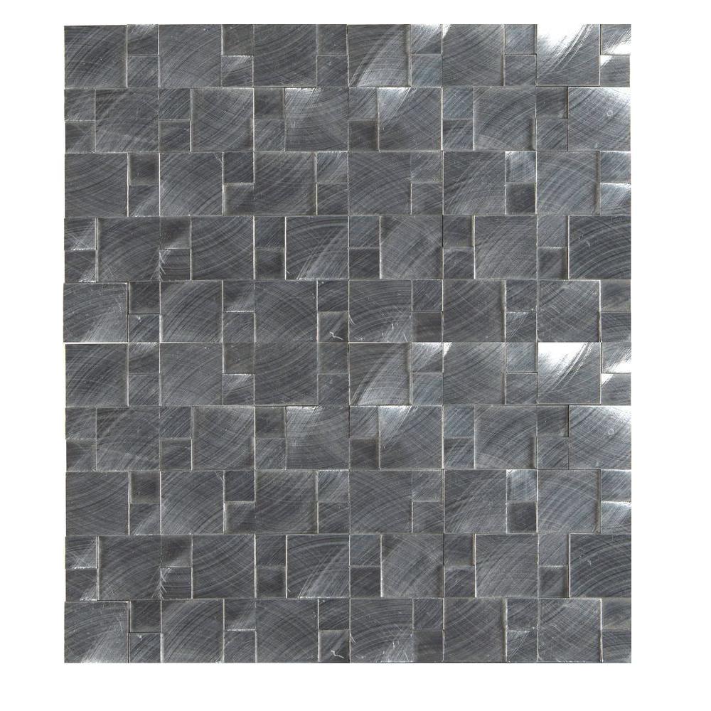 Metallic Tile Flooring The Home Depot Silver Aluminum Pattern 12 In X 8mm Brushed Metal Mesh