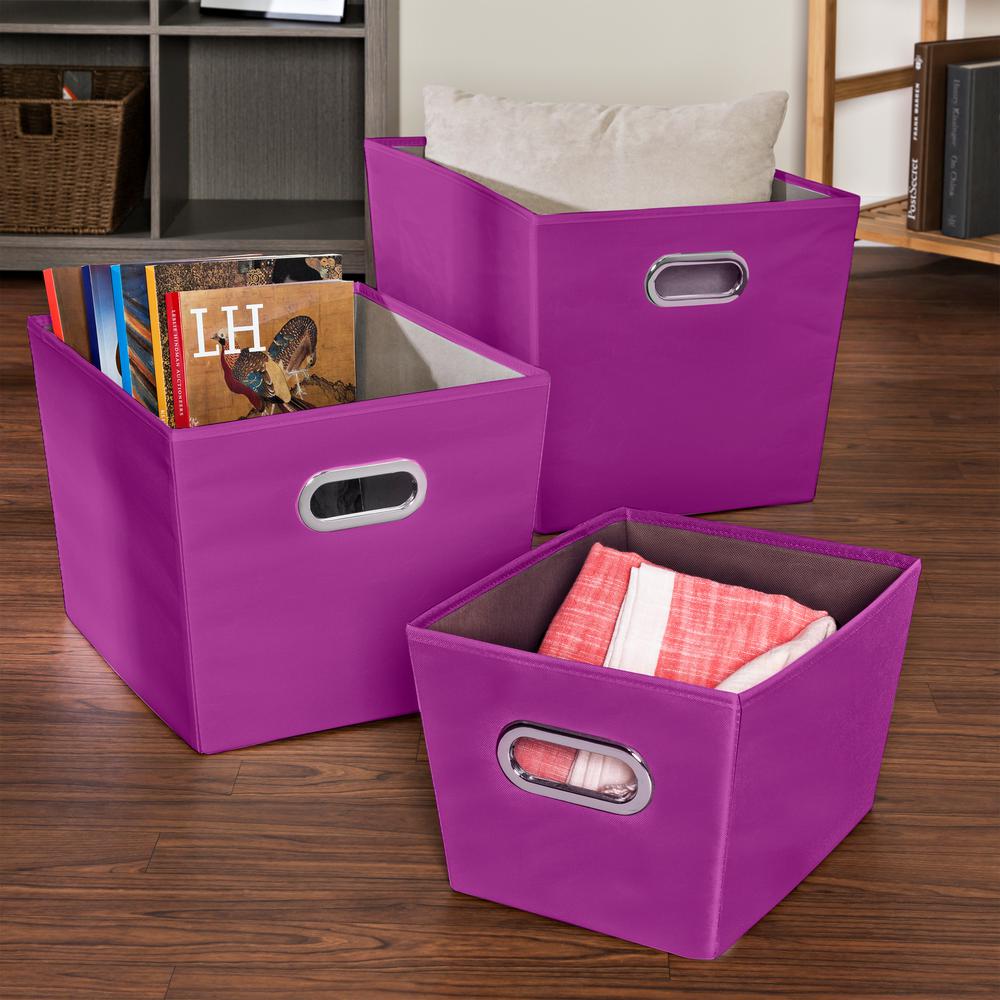 Honey-Can-Do 18.5 inch x 12.9 inch Purple Nested Canvas Bin Set (3-Pack) by Honey-Can-Do