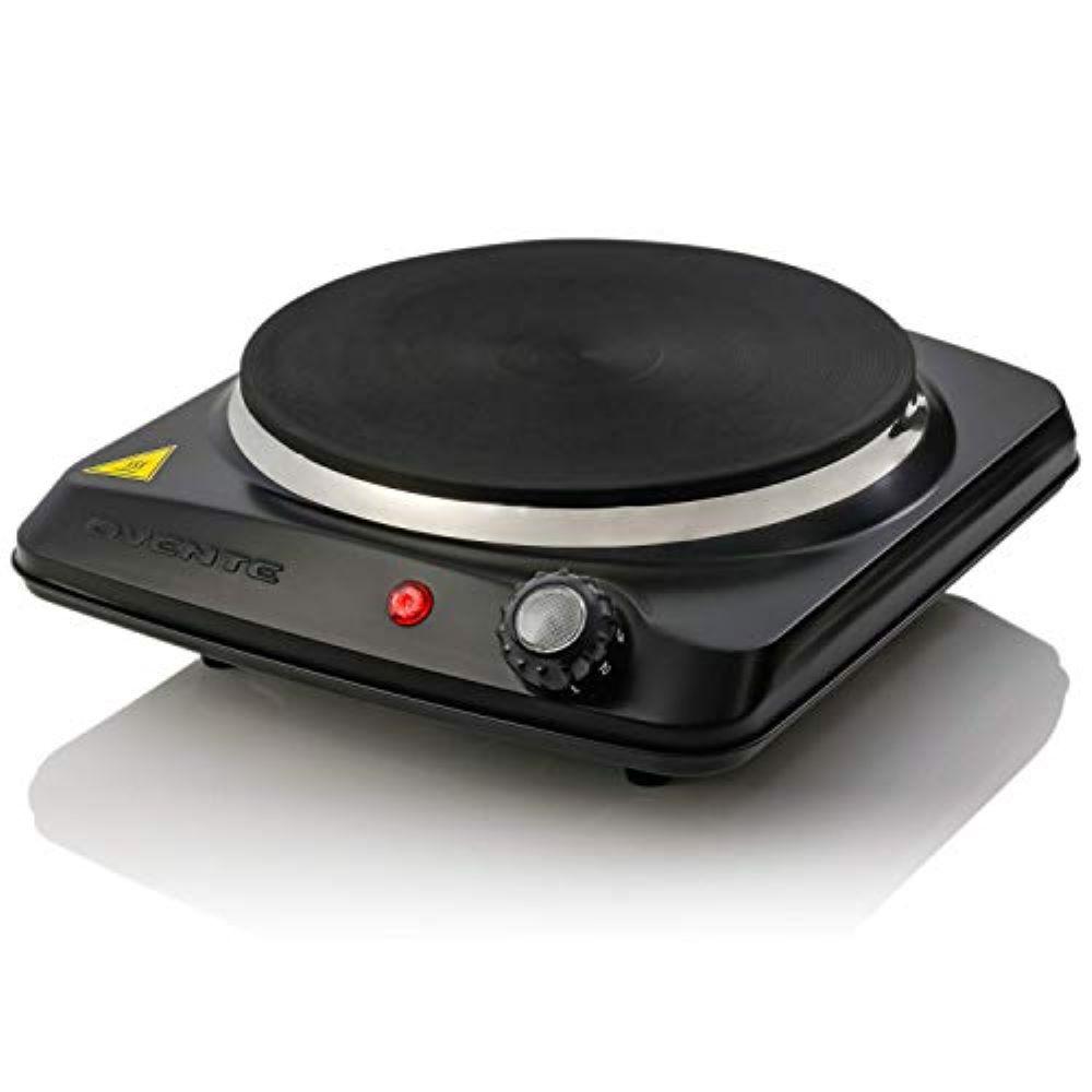 Ovente Single Burner 7 In 1000 Watts Black Hot Plate Adjustable Temperature Control Indicator Light Rubber Feet Bgs101b The Home Depot