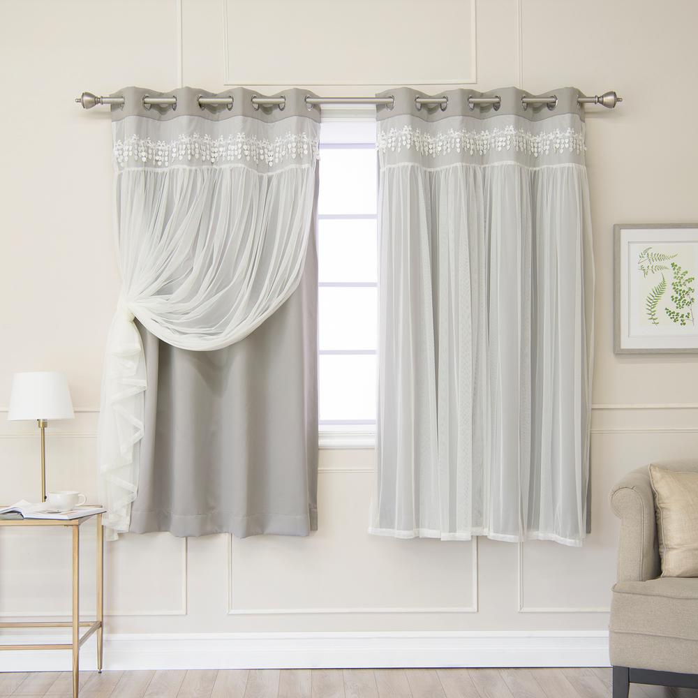 Best Home Fashion Dove 63 In L Elis Lace Overlay Blackout Curtain Panel 2 Pack